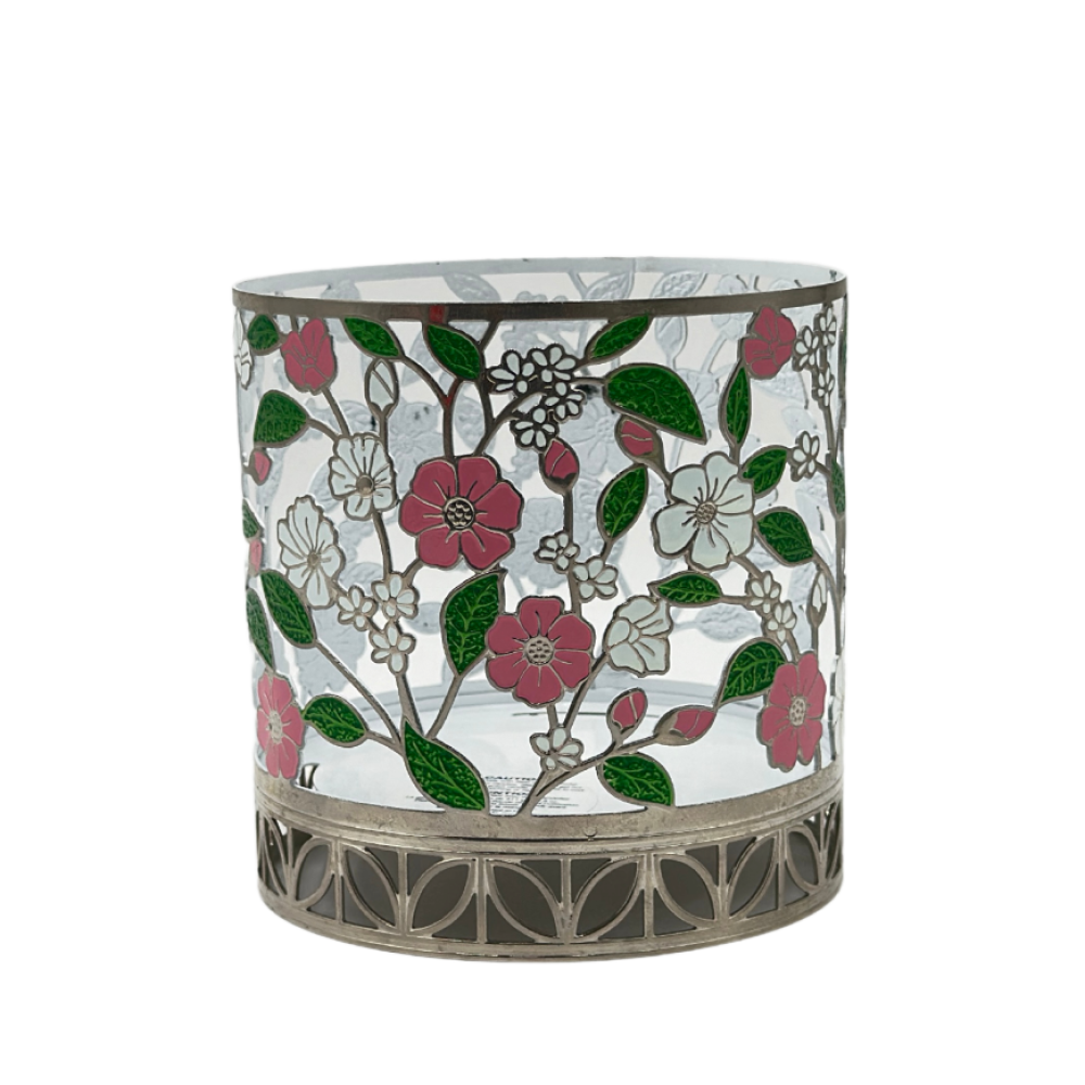 Porta vela de flores 