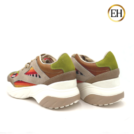 Tenis Artesanal Multicolor Beige-Verde  Limón