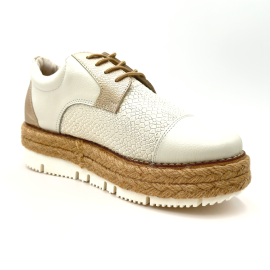 Zapato en Cuero y Yute, Color Blanco