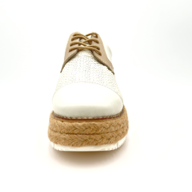 Zapato en Cuero y Yute, Color Blanco