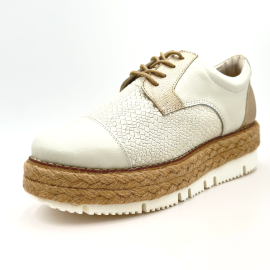 Zapato en Cuero y Yute, Color Blanco